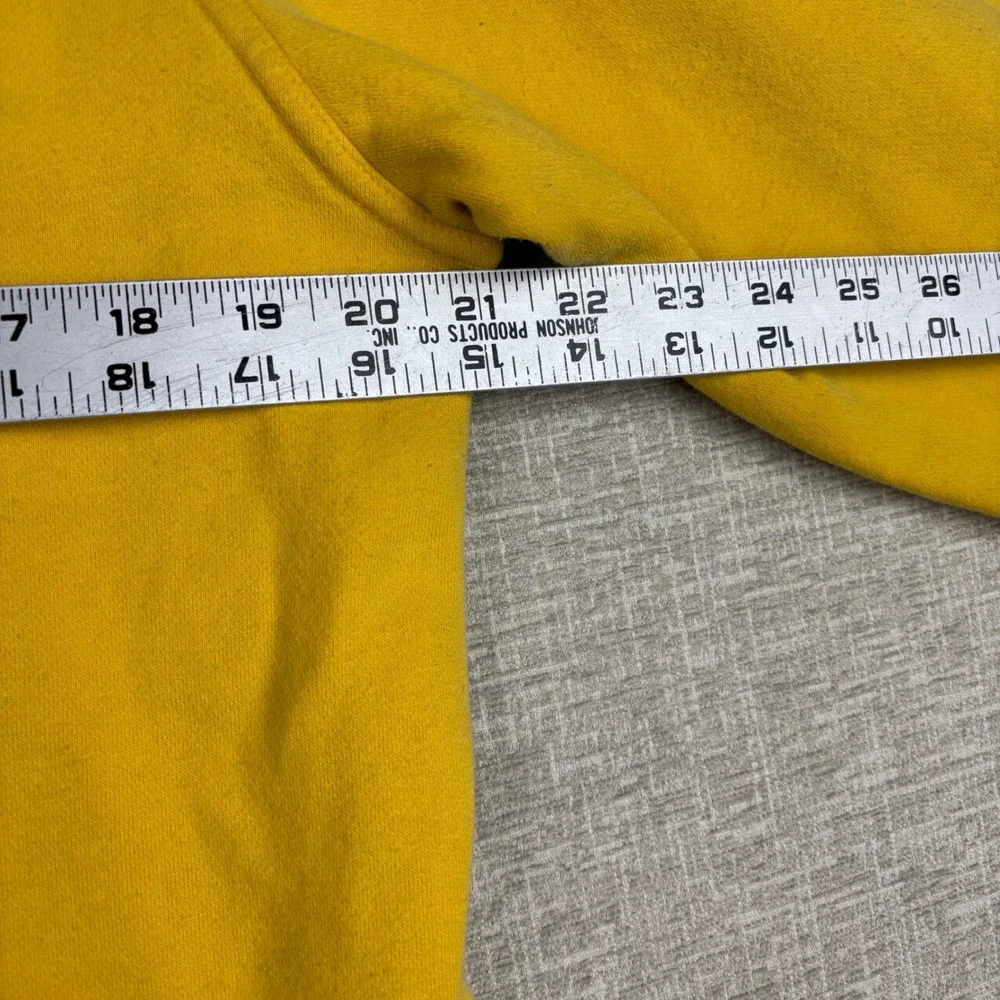 Vintage Adidas Yellow Pullover Hoodie Mens Medium 3 Stripe Hood Sleeve Graphic